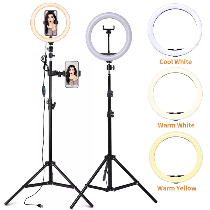 Photography Lighting Continuous - مصباح حلقي LED للتصوير الذاتي مقاس