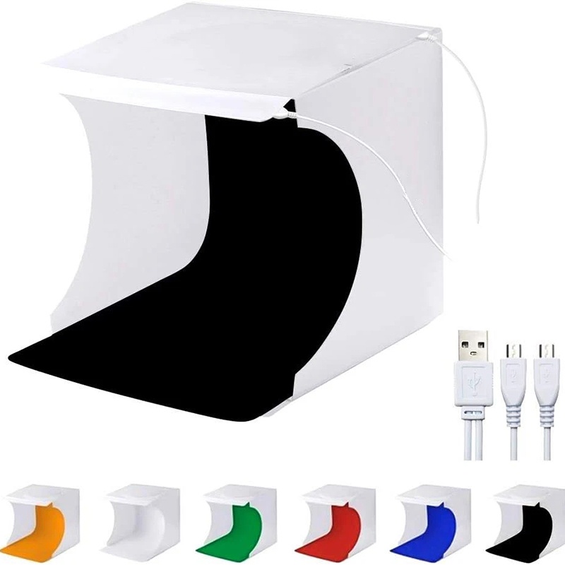 Photography Lighting Kit With Backdrop - صندوق إضاءة محمول قابل للطي للتصوير